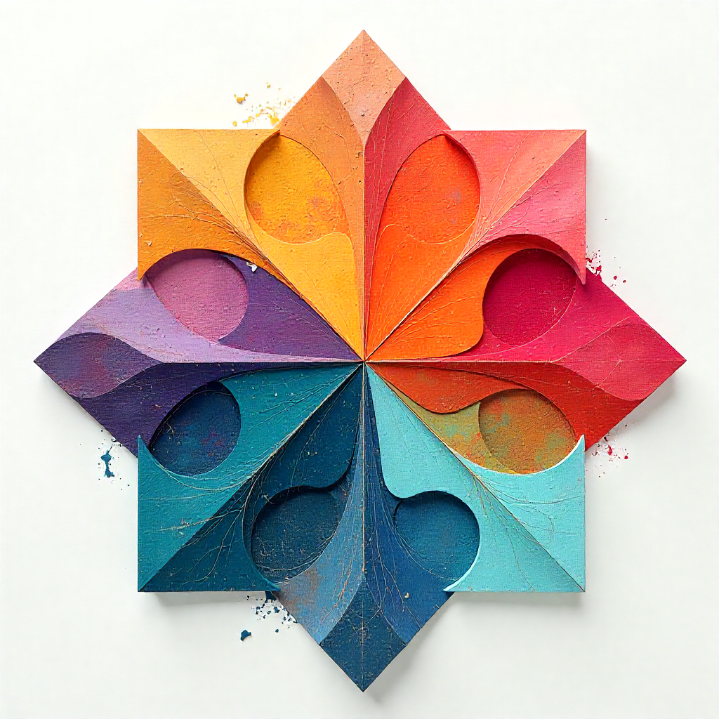 Colourful geometric paper star in rainbow shades