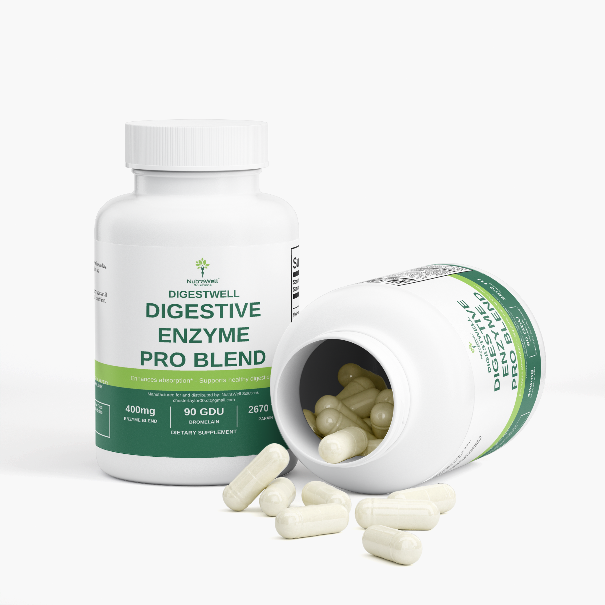 DigestWell Supplement Facts listing six enzyme activities