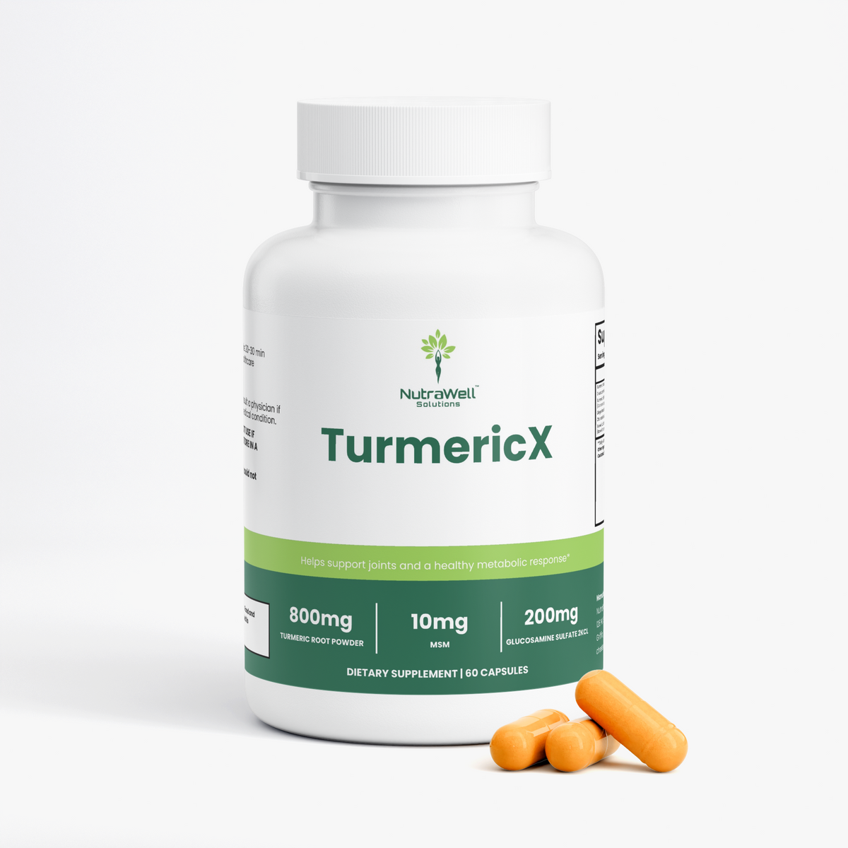 Platinum Turmeric Supplement Facts and suggested use label
