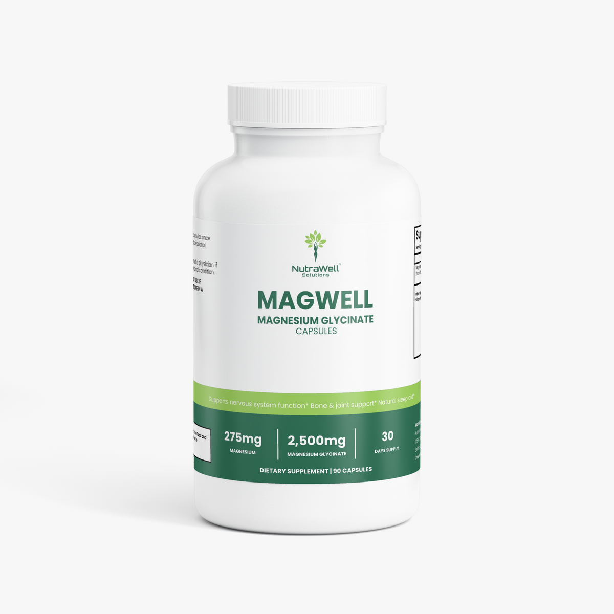 NutraWell MagWell Magnesium Glycinate capsule bottle
