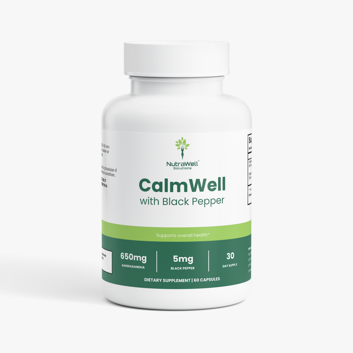 NutraWell CalmWell Organic Ashwagandha supplement bottle