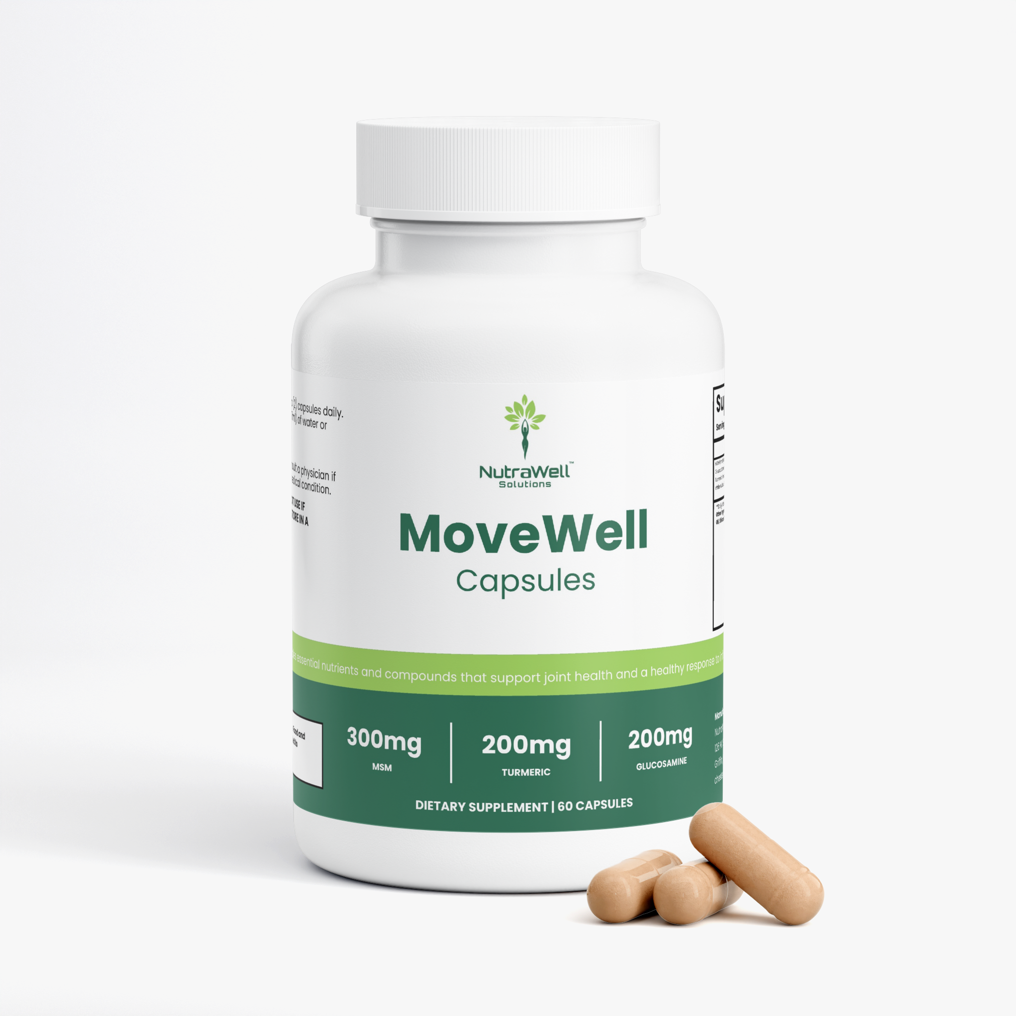 Joint Support Supplement Facts with MSM, glucosamine, and turmeric