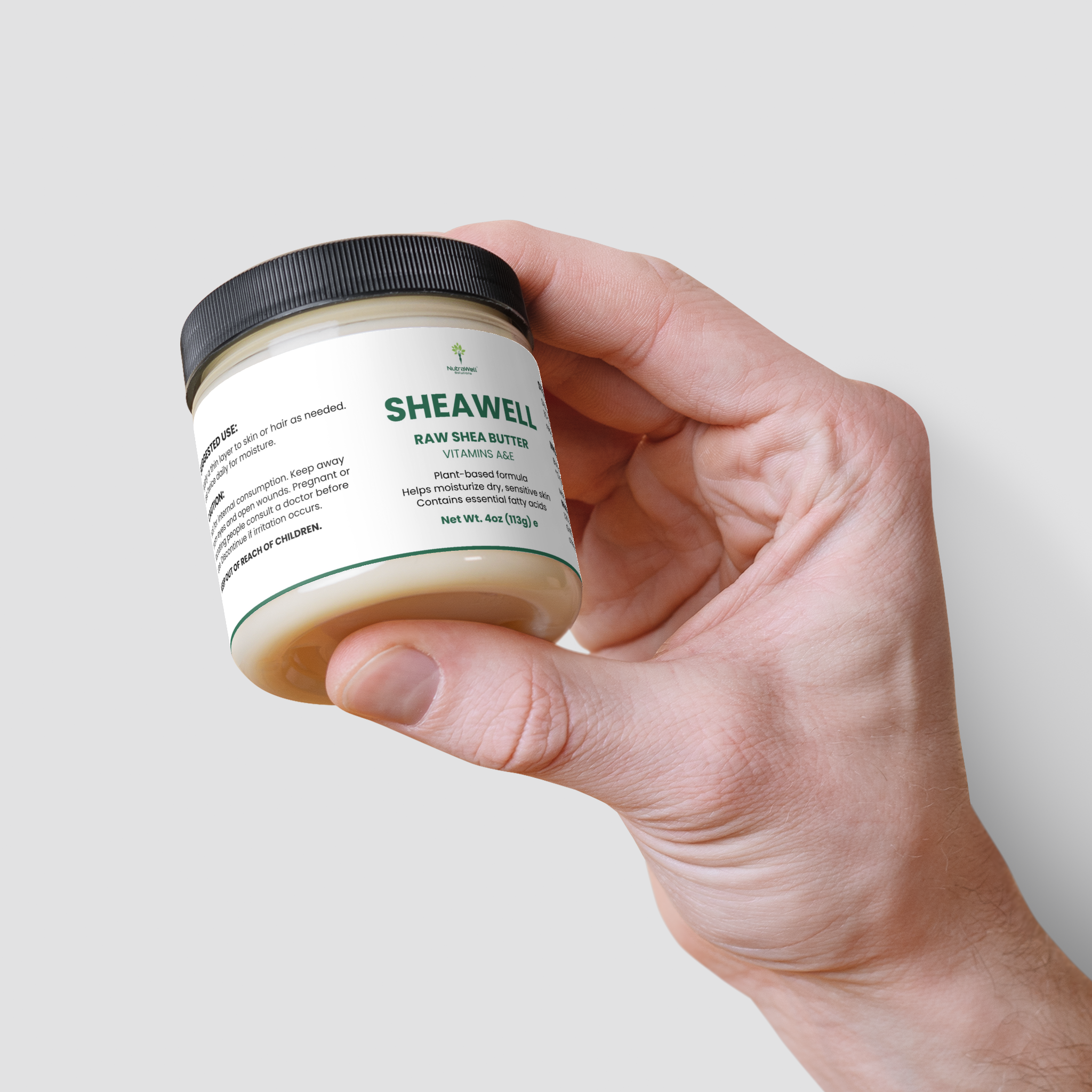 SheaWell directions for applying raw shea butter to skin or hair