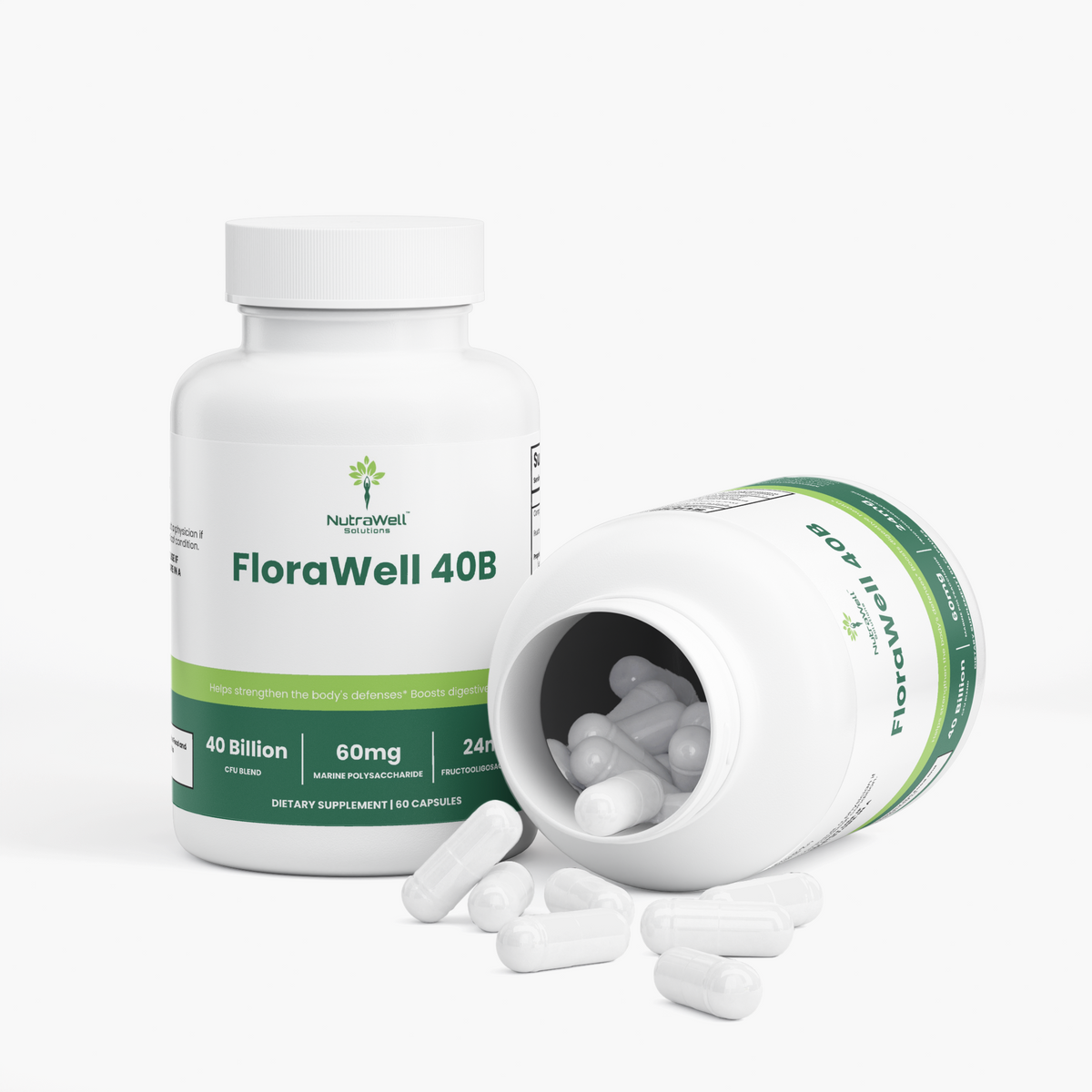 FloraWell 40B Supplement Facts with four probiotic strains
