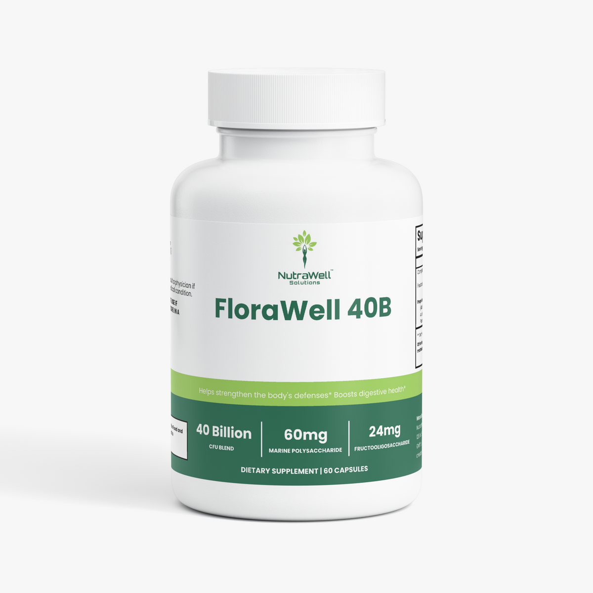 NutraWell FloraWell 40B Probiotic with Prebiotics bottle