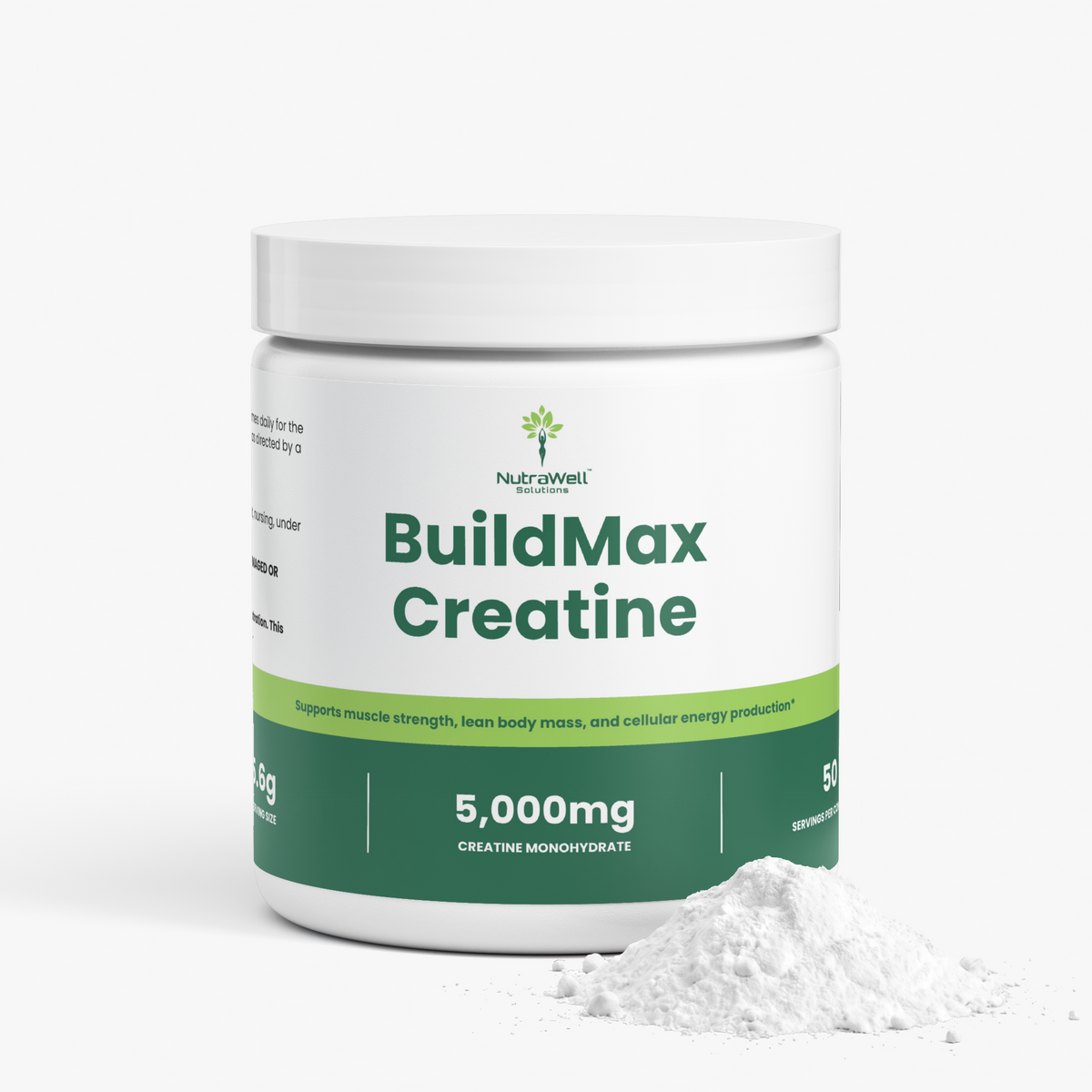 Creatine Monohydrate container, angled product view