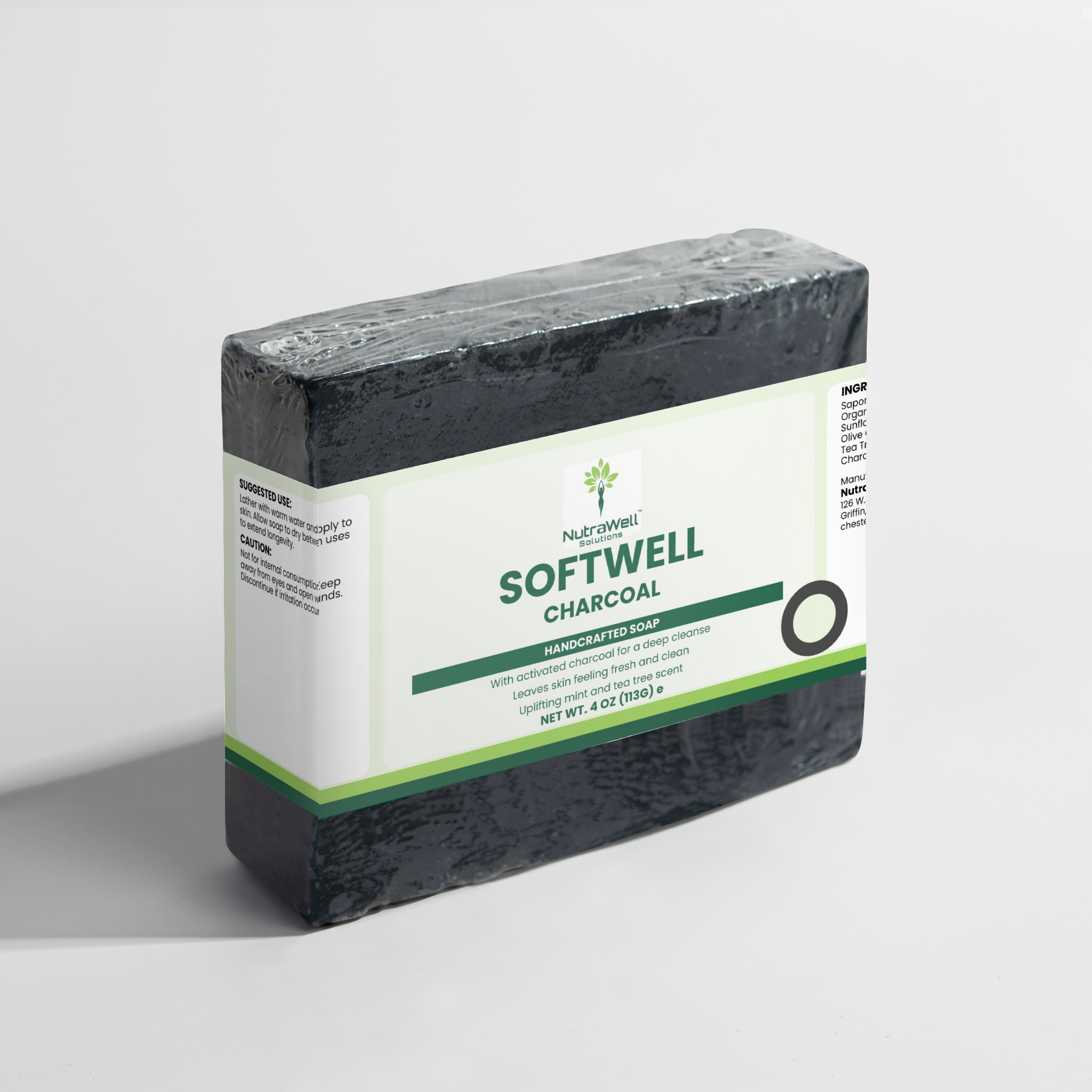 Charcoal Soap ingredient and use label