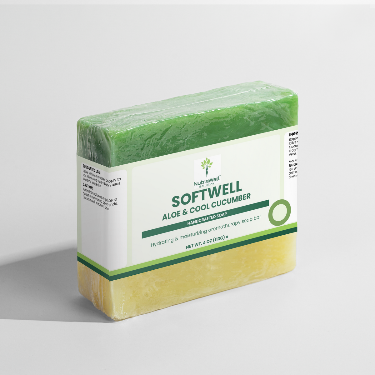 Aloe and Cool Cucumber Soap ingredient and use label