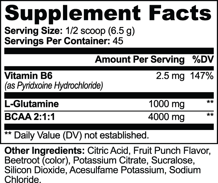 NutraFuel fruit punch amino-acid drink beside the container