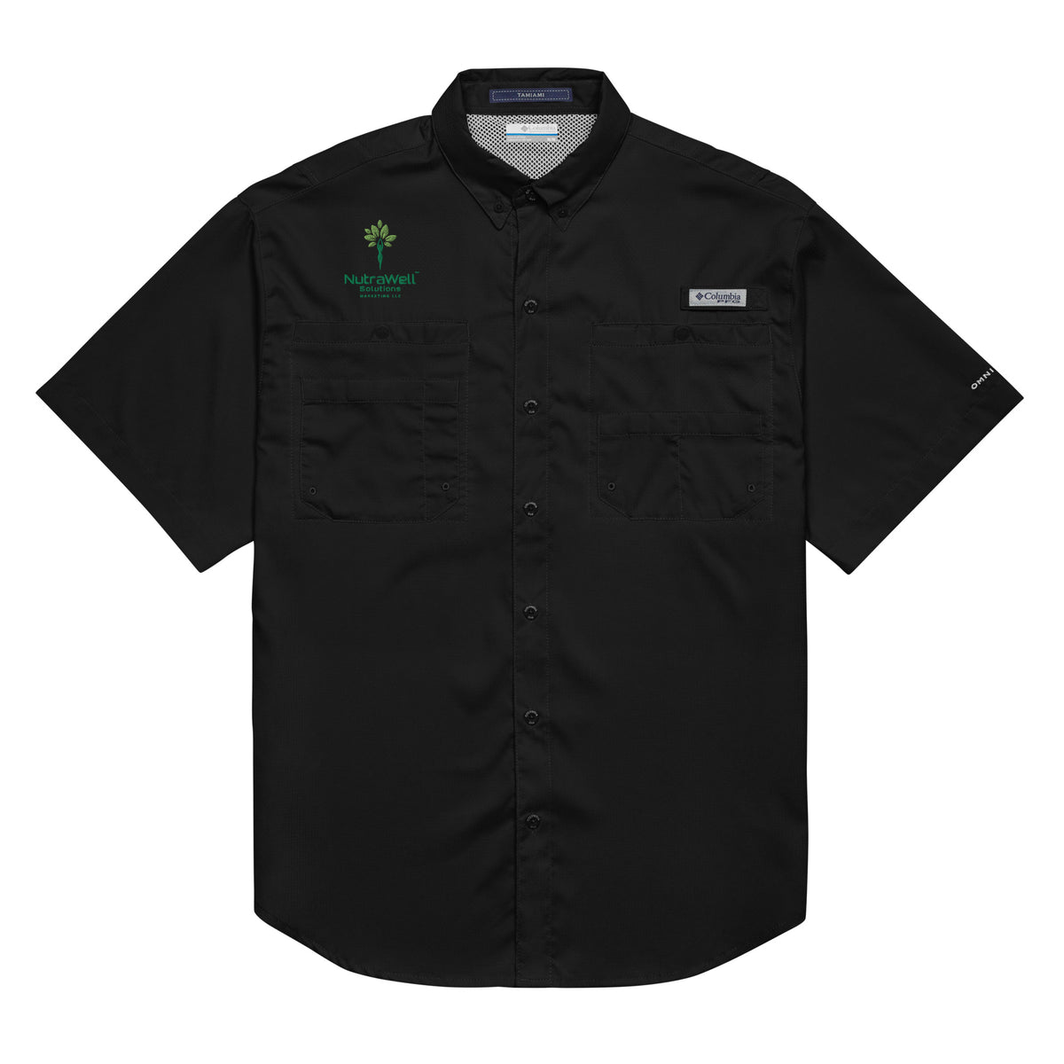 Men's Columbia short sleeve button shirt, front view