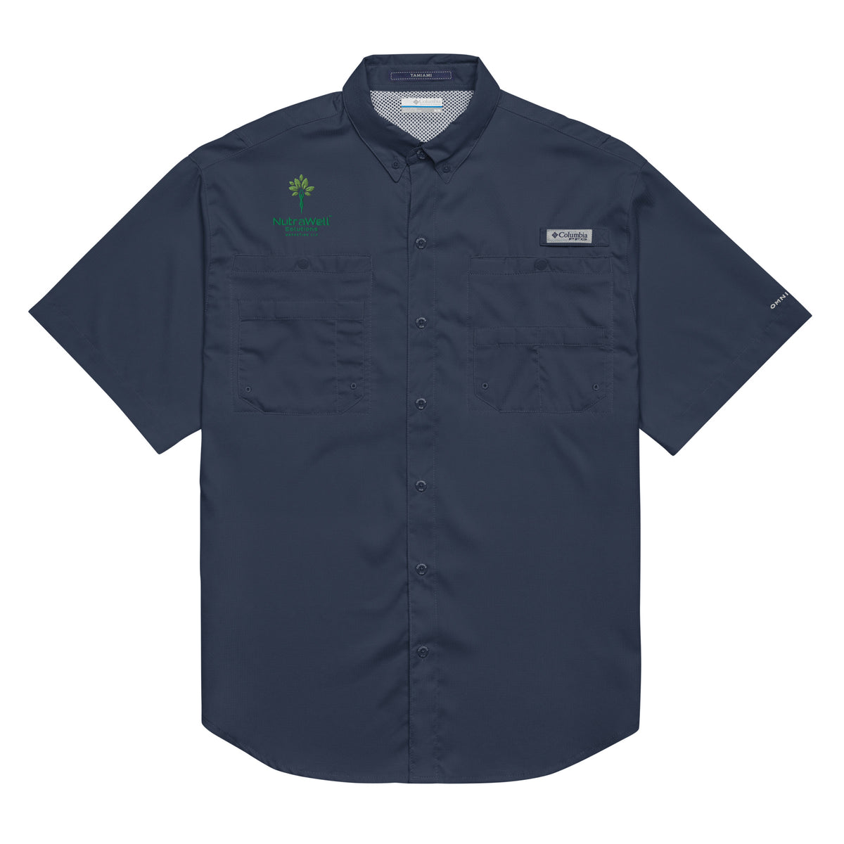 Men's Columbia short sleeve button shirt, back view