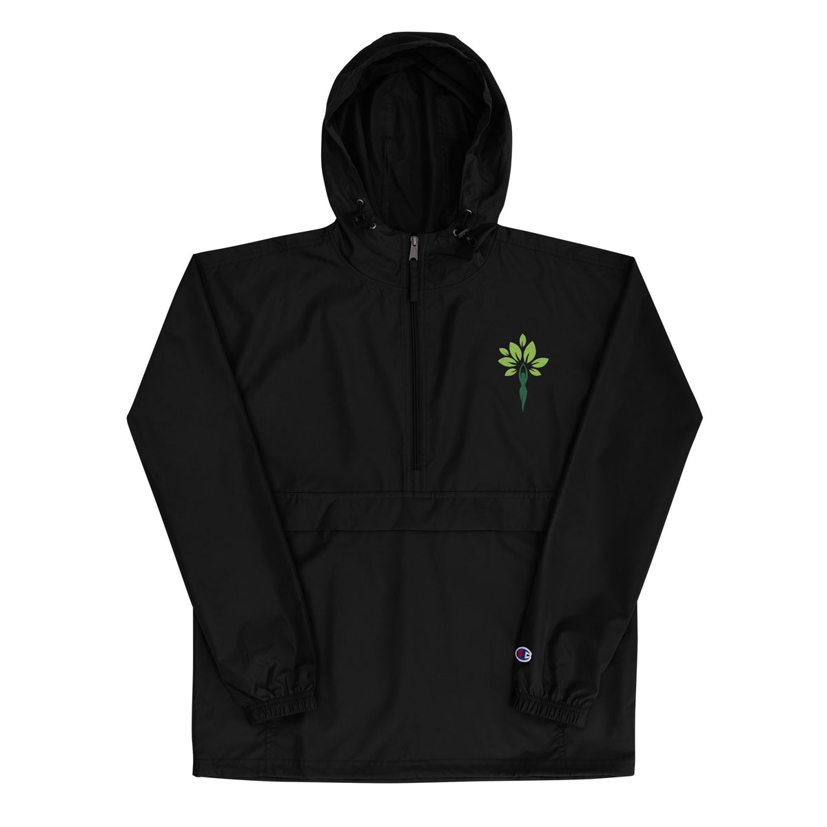 Embroidered Champion packable jacket, front view