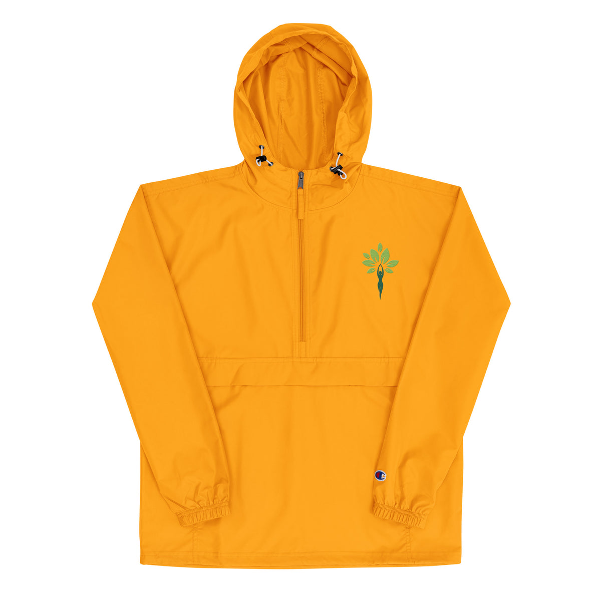 Embroidered Champion packable jacket, back view