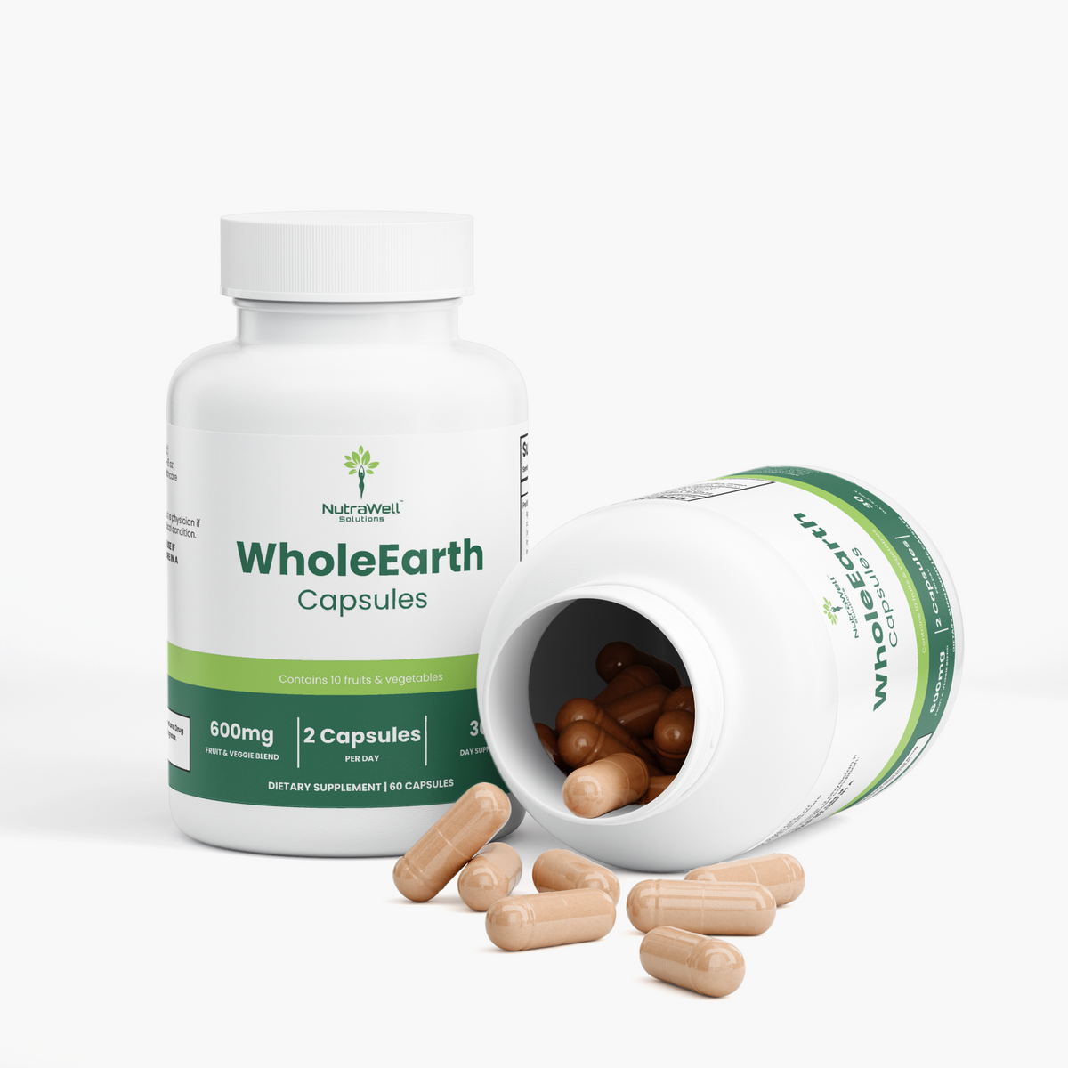 NutraWell Fruits and Veggies bottle shown at an angle