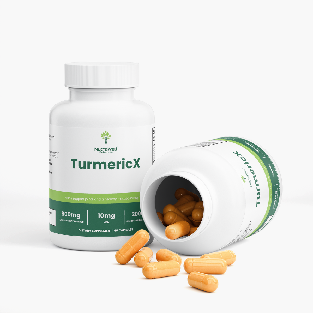 NutraWell Platinum Turmeric bottle shown at an angle