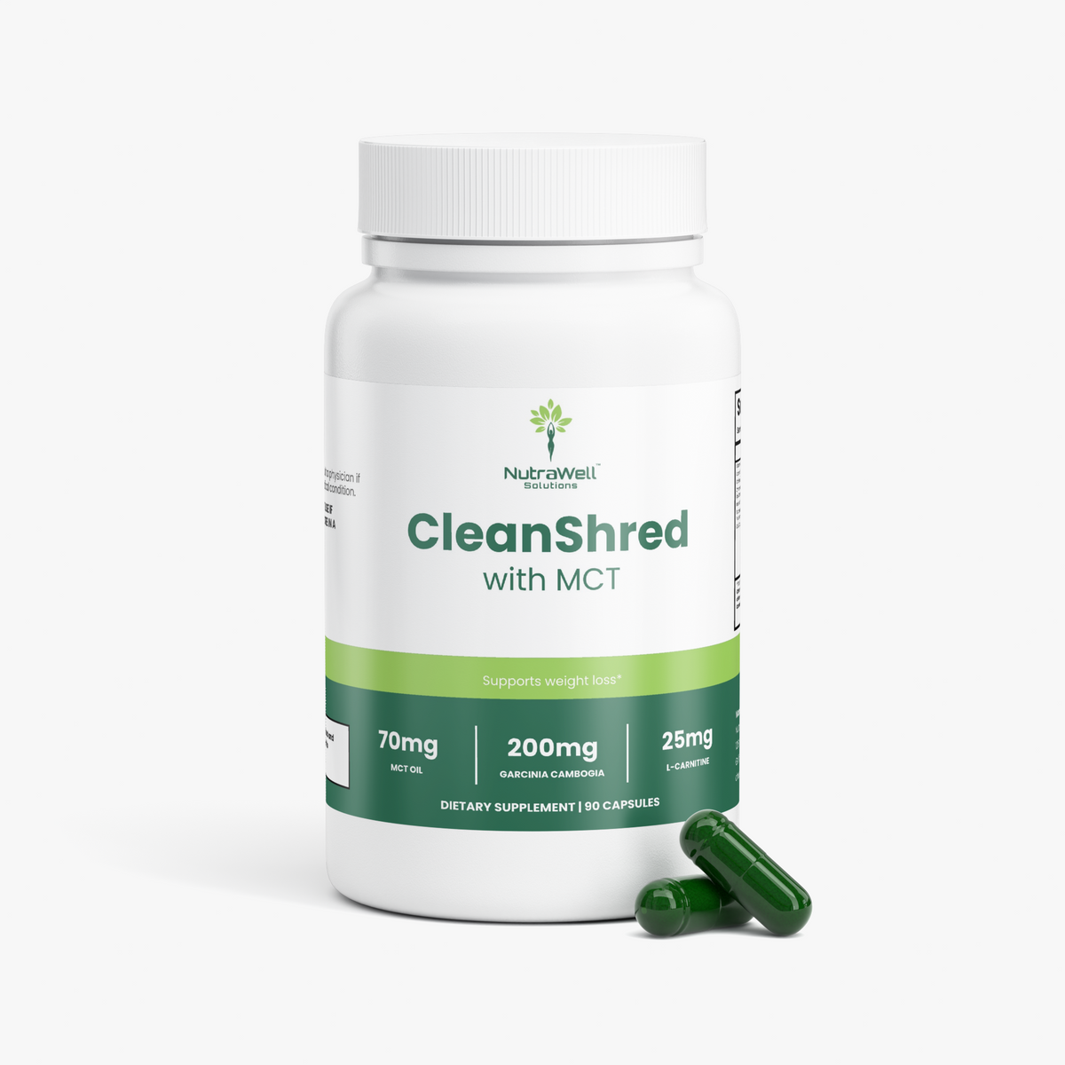 Fat Burner with MCT Supplement Facts and 4-capsule serving