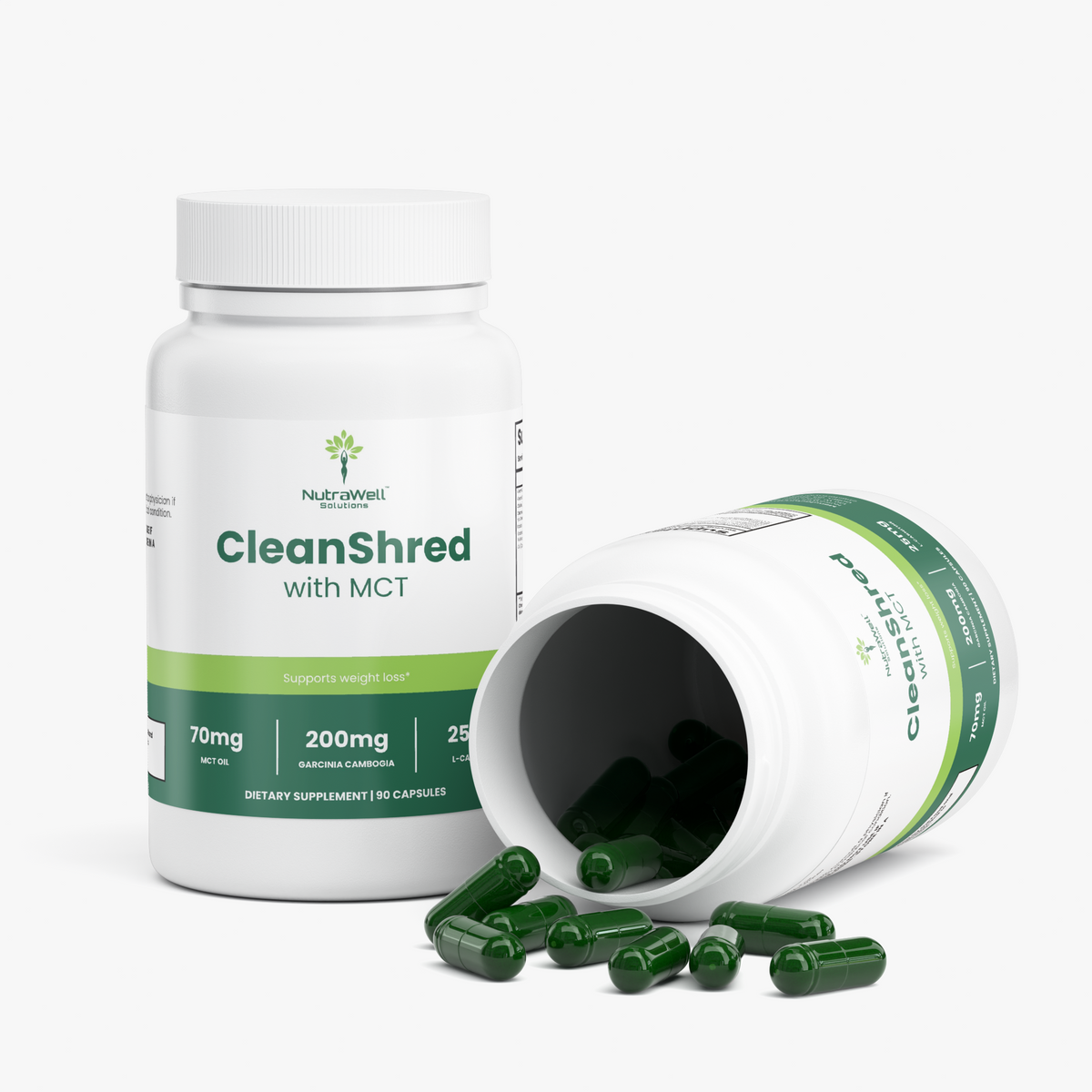 NutraWell Fat Burner with MCT bottle shown at an angle