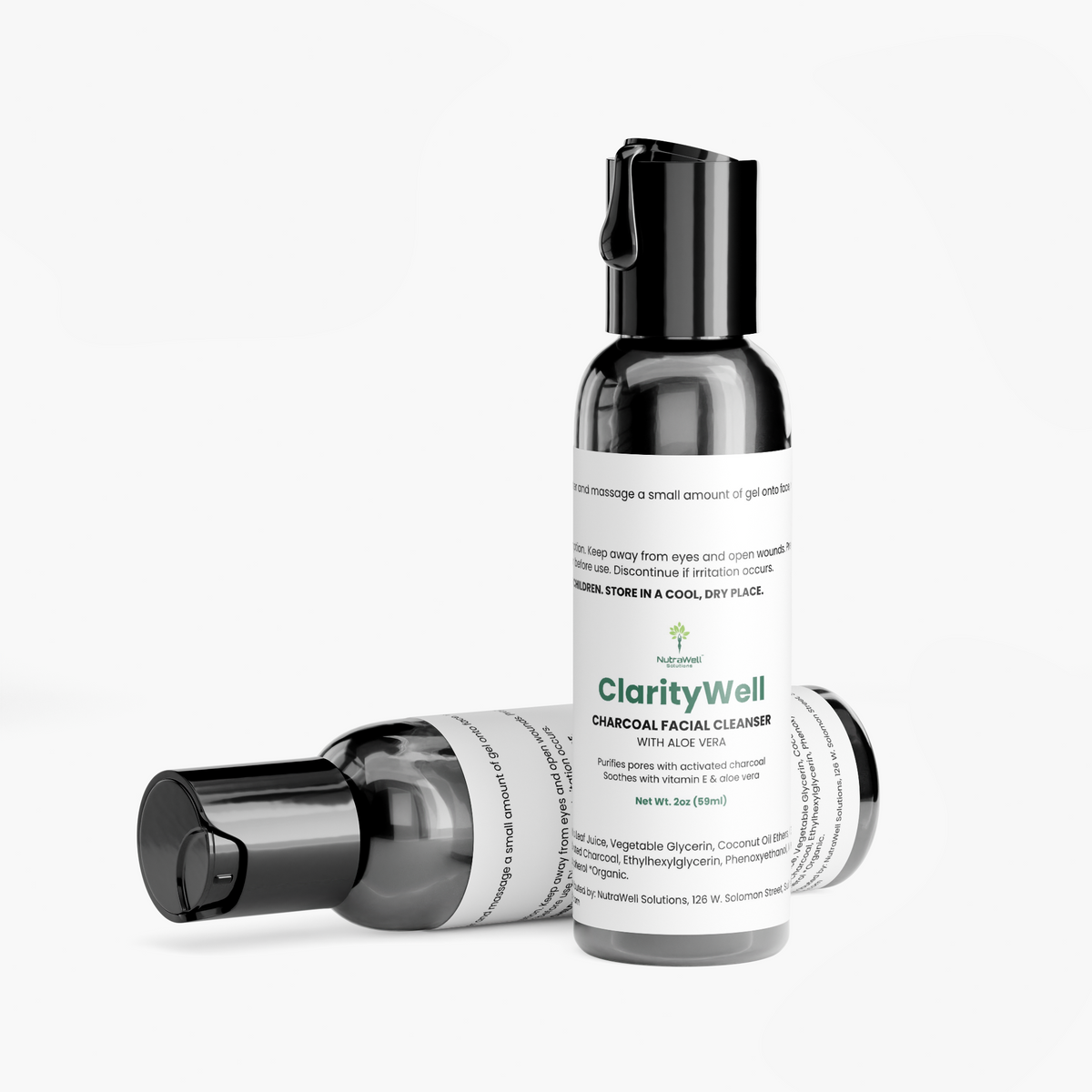 ClarityWell Charcoal Facial Cleanser ingredient label