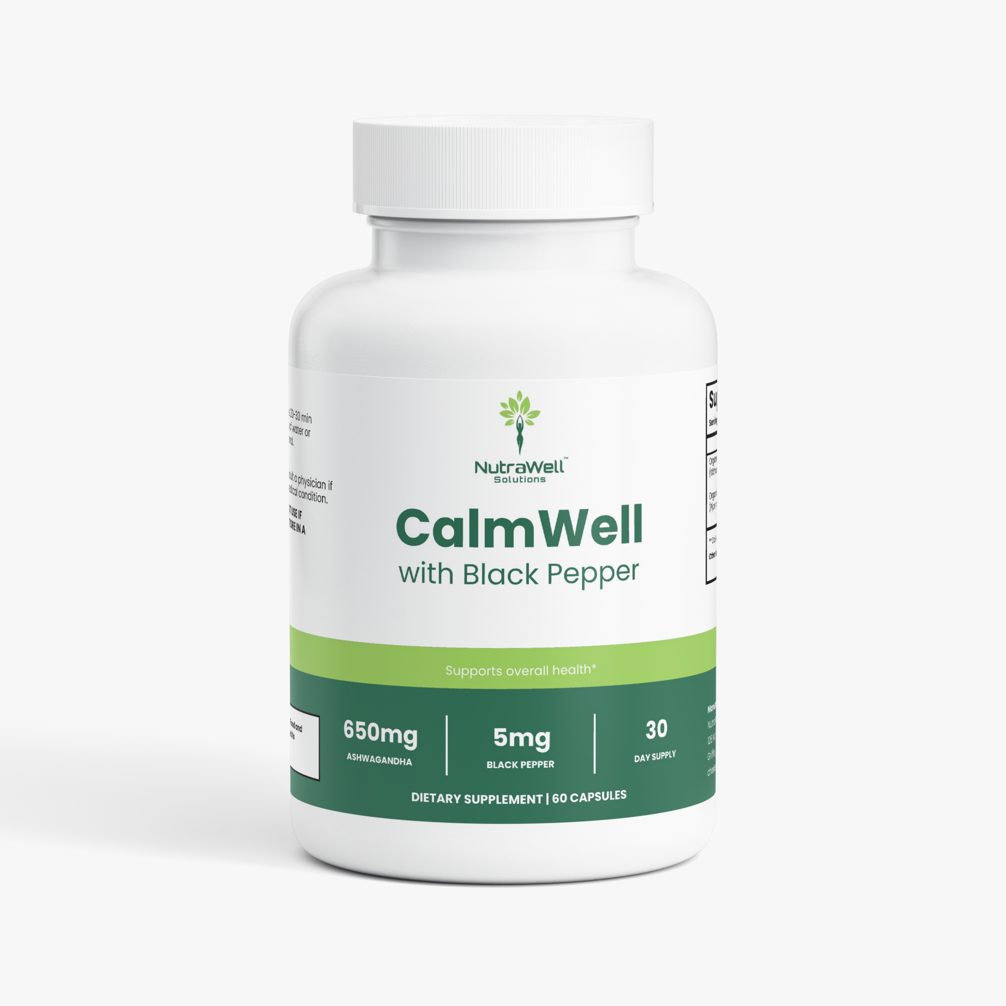 NutraWell CalmWell Organic Ashwagandha supplement bottle