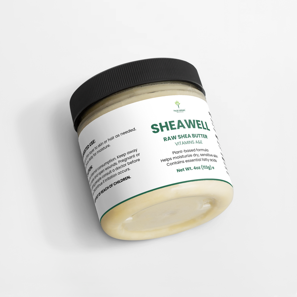SheaWell Organic Raw Shea Butter on a clean vanity