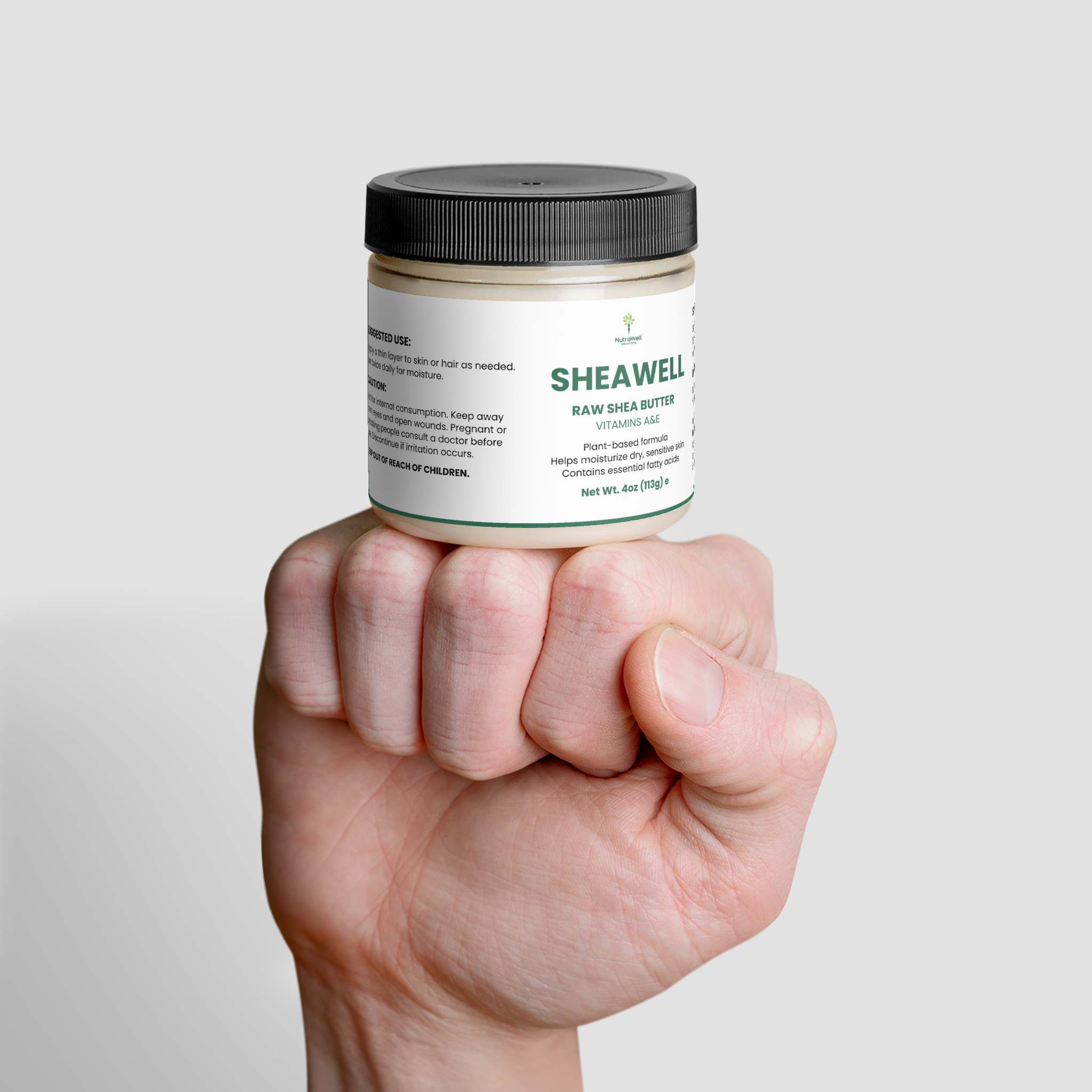 SheaWell Raw Shea Butter jar angled view