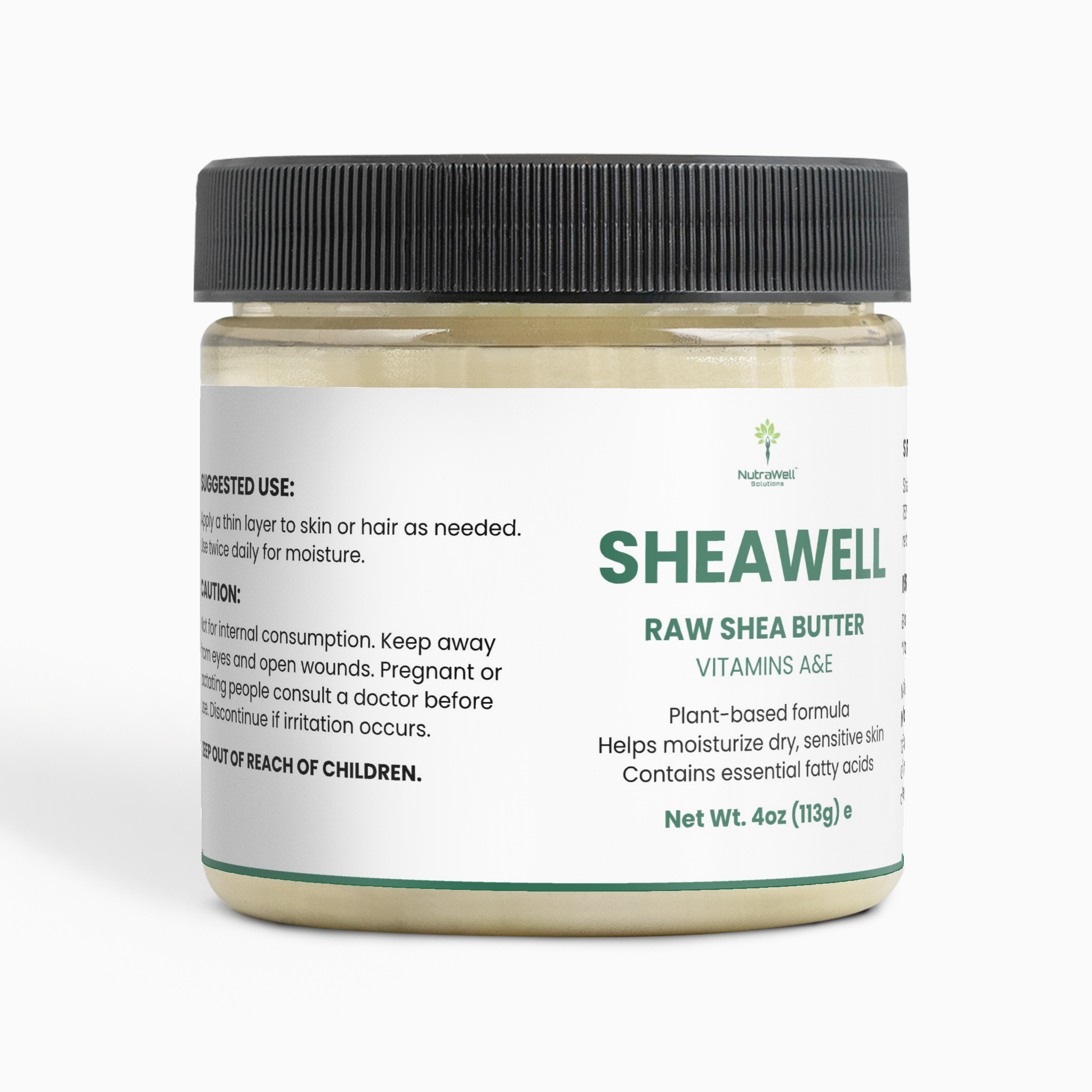 NutraWell SheaWell Organic Raw Shea Butter jar