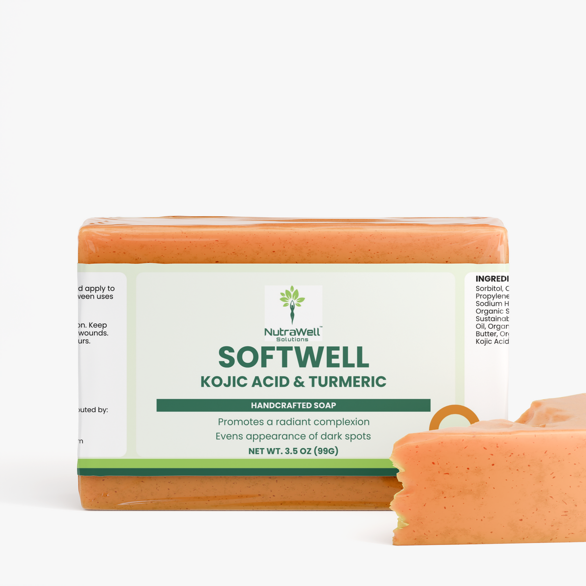 Kojic Acid and Turmeric Soap ingredient label