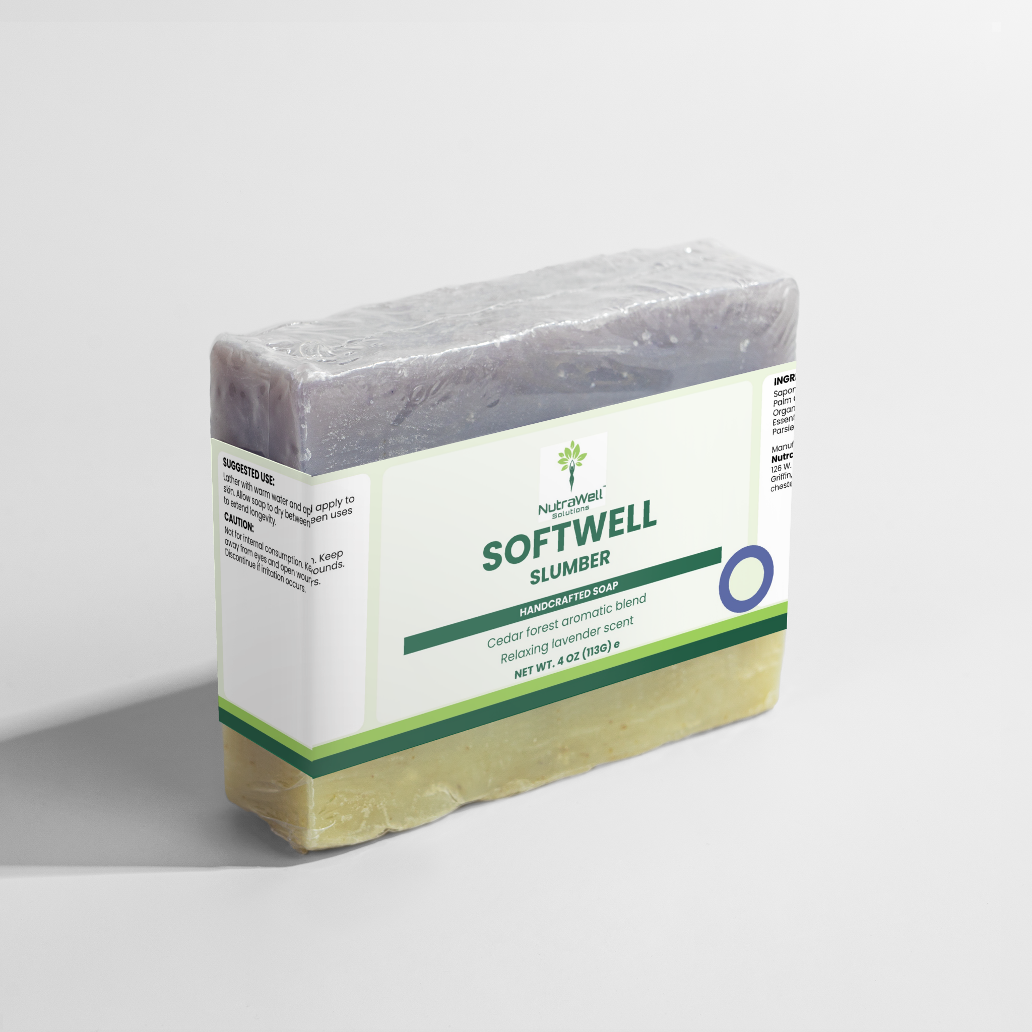 Slumber Soap ingredient and use label