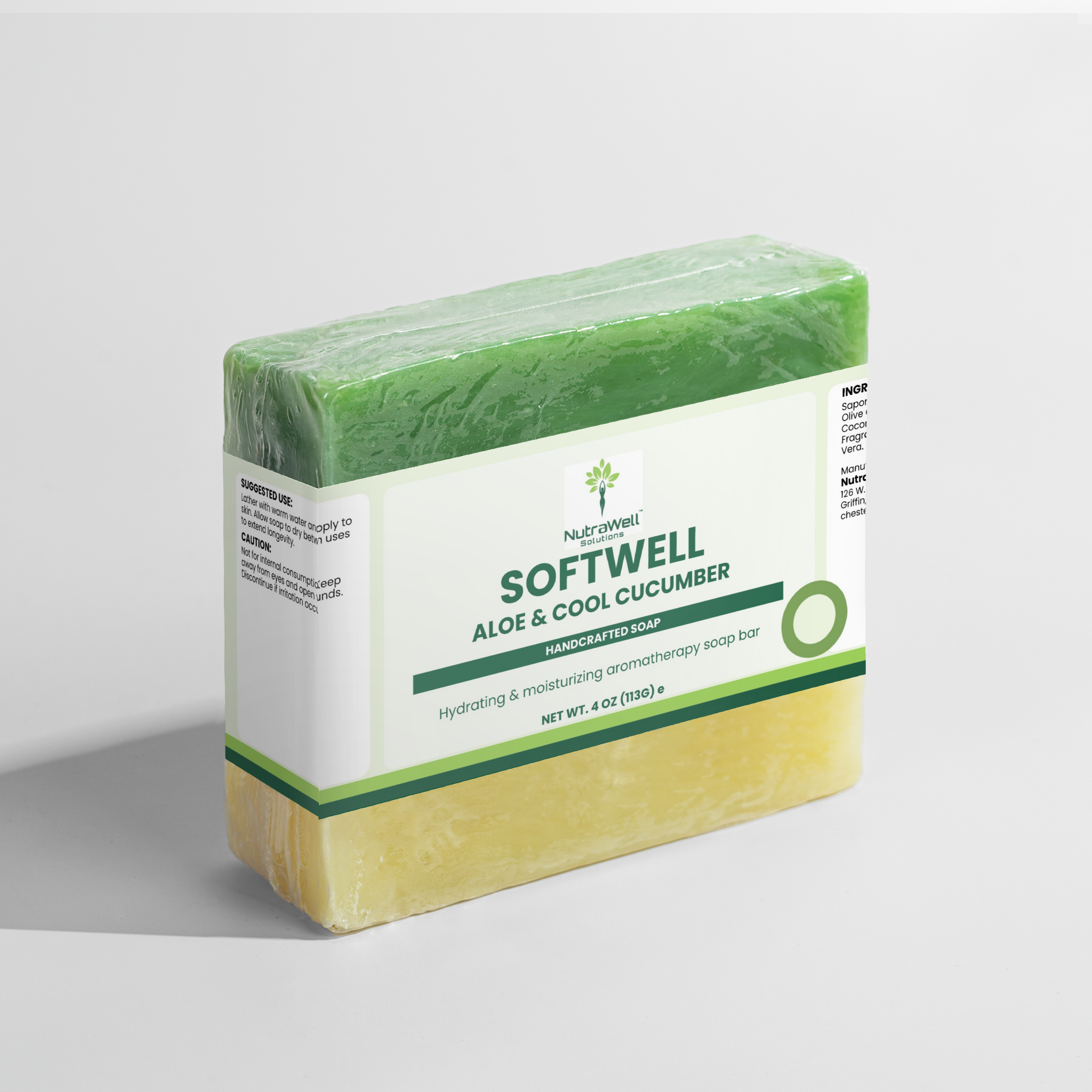 Aloe and Cool Cucumber Soap ingredient and use label