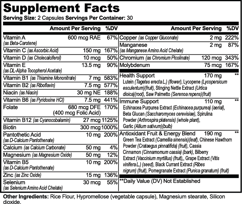 Complete Multivitamin packaging information