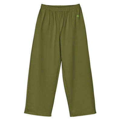 Wide Cotton Sweatpants – Olive