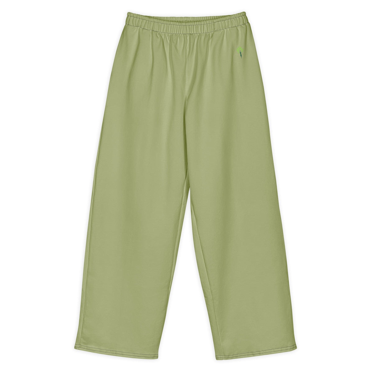 Wide cotton sweatpants in Oil Green