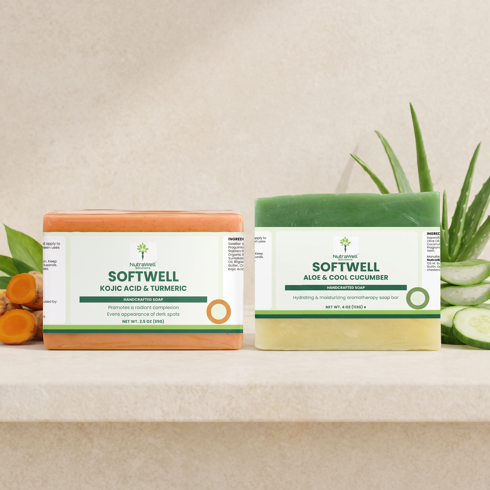 NutraWell Bright & Cool — Kojic + Aloe soap bundle