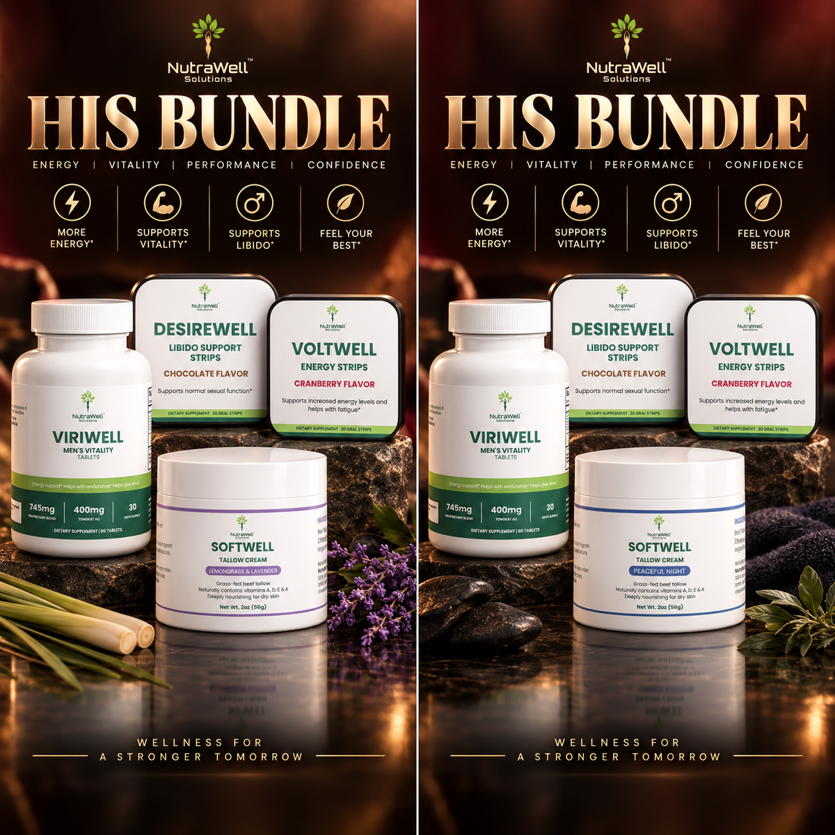 NutraWell Solutions His Bundle with Lemongrass & Lavender Tallow Cream