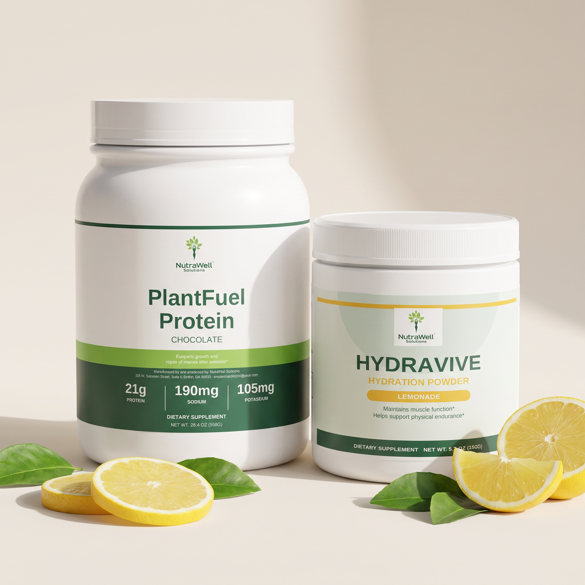 Protein & Hydration Workout Pair: PlantFuel Protein Chocolate and Hydravive Lemonade Hydration Powder