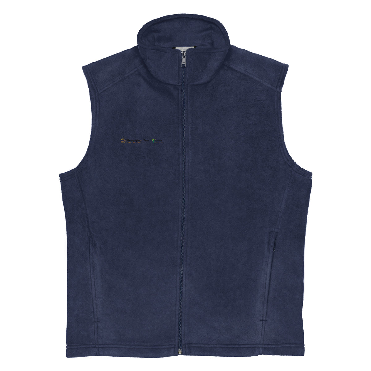 Men's Columbia fleece vest, detail view